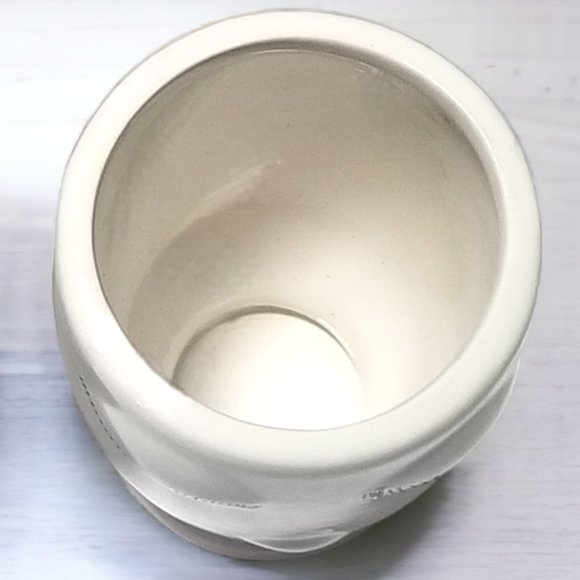 Celfie Countertop Plant Vase White Ceramic Handmade Whimsical Face Floral Pot - Picture 5 of 16